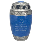 Leaves Of Peace Double Hearts Pewter Blue Urn - Tribute Wreath Option™