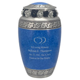 Leaves Of Peace Double Hearts Pewter Blue Urn - Tribute Wreath Option™