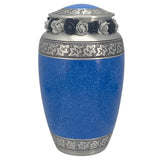 Leaves Of Peace Double Hearts Pewter Blue Urn - Tribute Wreath™ - Pro Diamond Engraving