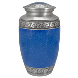 Leaves Of Peace Double Hearts Pewter Blue Urn - Tribute Wreath™ - Pro Diamond Engraving