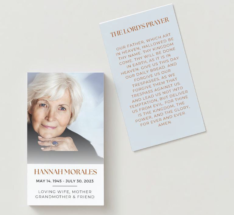 Lord's Prayer Photo Memorial Cards - Funeral  Cards - Celebration of Life Cards