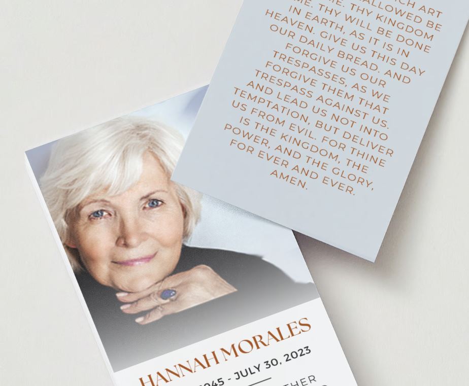 Lord's Prayer Photo Memorial Cards - Funeral  Cards - Celebration of Life Cards