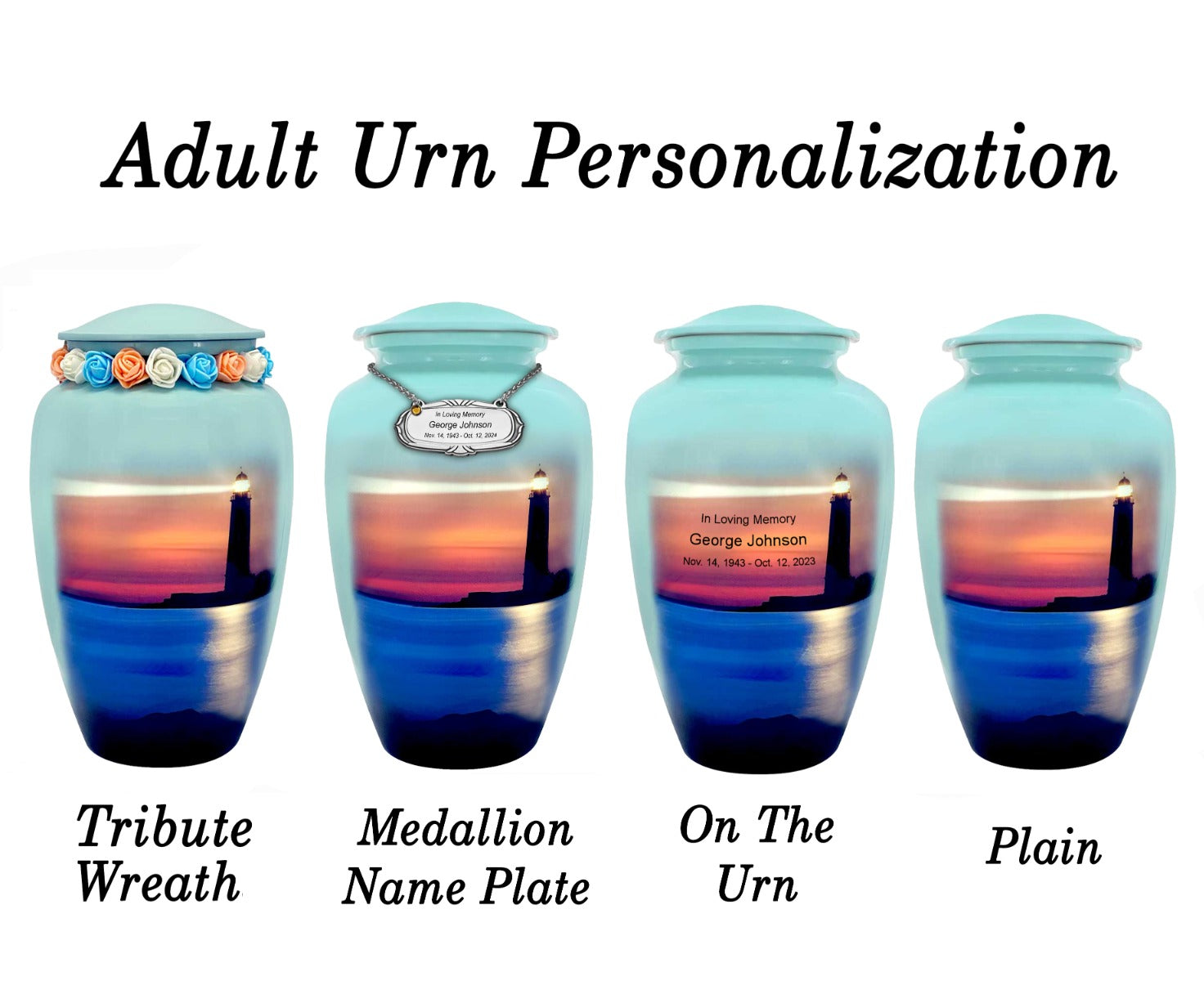Free Cremation Adult Urn - Shipping Fee Required - Choose Urn Engraving - Burial Vault Option 