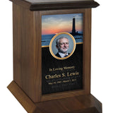 Lighthouse Sunset Photo Braille Urn