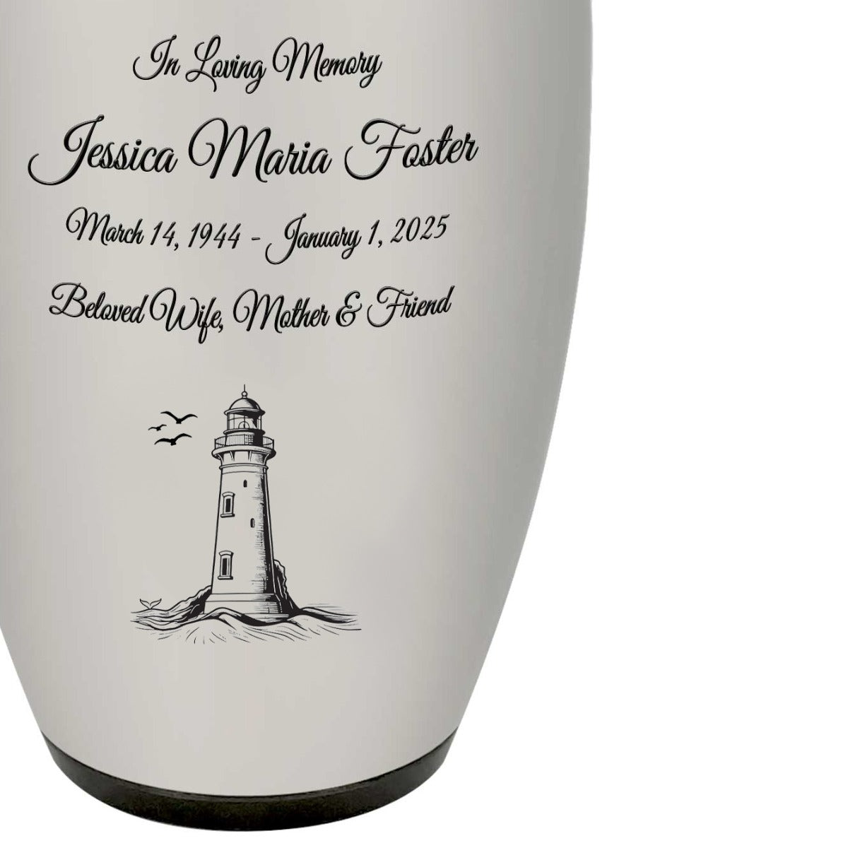 Lighthouse Pewter Adult Cremation Urn - Tribute Wreath® - Pro Personalization - Burial Vault Option