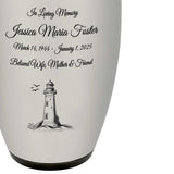 Lighthouse Pewter Adult Cremation Urn - Tribute Wreath® - Pro Personalization - Burial Vault Option