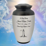 Lighthouse Pewter Adult Cremation Urn - Tribute Wreath® - Pro Personalization - Burial Vault Option