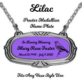 Lilac Pewter Medallion Name Plates - 55 Icon Options