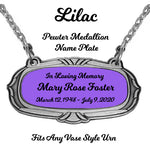 Lilac Pewter Medallion Name Plates - 55 Icon Options