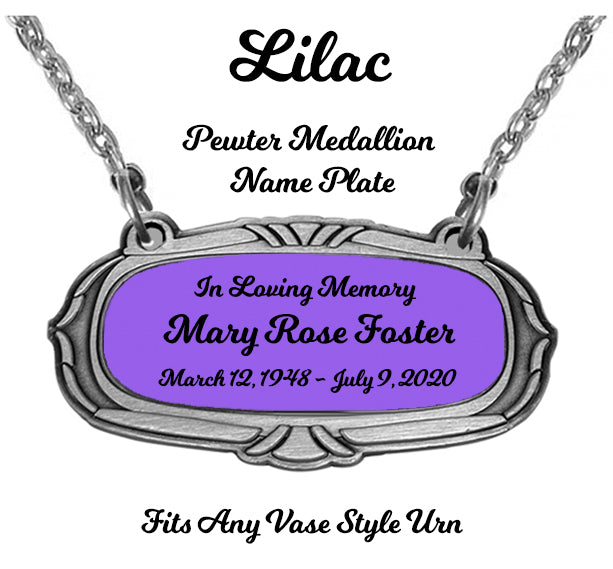 Lilac Pewter Medallion Name Plates - 55 Icon Options