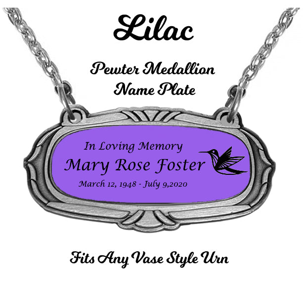 Lilac Pewter Medallion Name Plates - 55 Icon Options