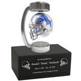 Football Adult or Medium Cremation Urn & Detroit Lions Hover Helmet Décor - Free Engraving