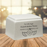 Little Angel Cultured Marble Cream Baby Urn - Free Engraving