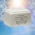Little Angel Cultured Marble Cream Baby Urn - Free Engraving