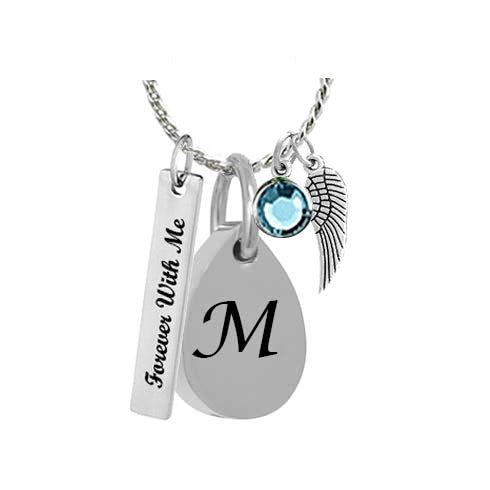 Stainless Initial Teardrop Necklace Ash Urn - Love Charms Option