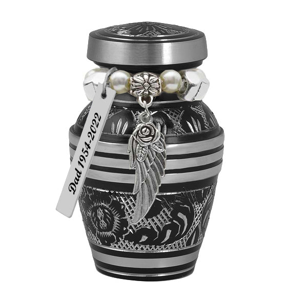 Living Garden Silver Keepsake Urn - Love Charms™ Option