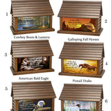 Log Cabin Urns Country Life Style, Animals, Fishing & Cowboys Wood Adult Cremation Urn 