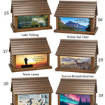 Log Cabin Urns Country Life Style, Animals, Fishing & Cowboys Wood Adult Cremation Urn 