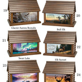 Log Cabin Urns Country Life Style, Animals, Fishing & Cowboys Wood Adult Cremation Urn 