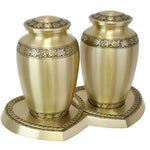 Leaves Of Peace Brass Companion Urns Heart Base