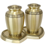Leaves Of Peace Brass Companion Urns Heart Base