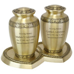 Leaves Of Peace Brass Companion Urns Heart Base