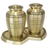 Leaves Of Peace Brass Companion Urns Heart Base