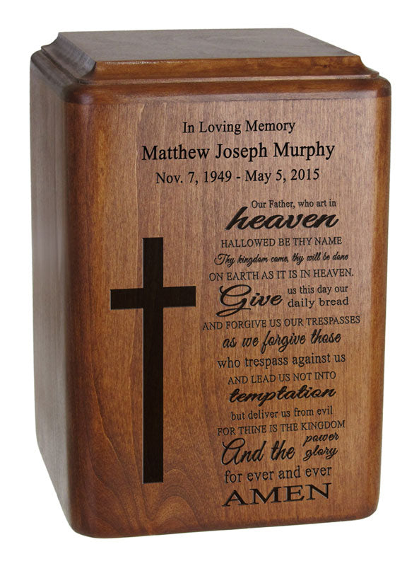 Lord's Prayer Wood Urn