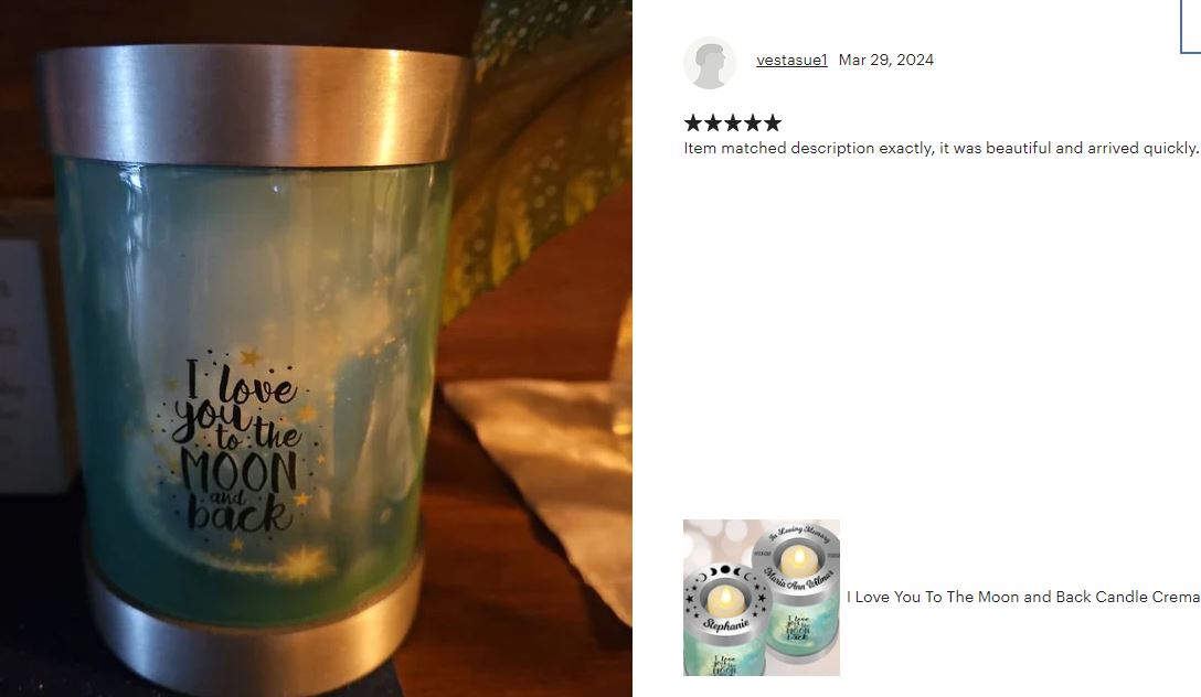 I Love You To The Moon and Back Candle Cremation Urn - Engraving Available - LED Candle Included 