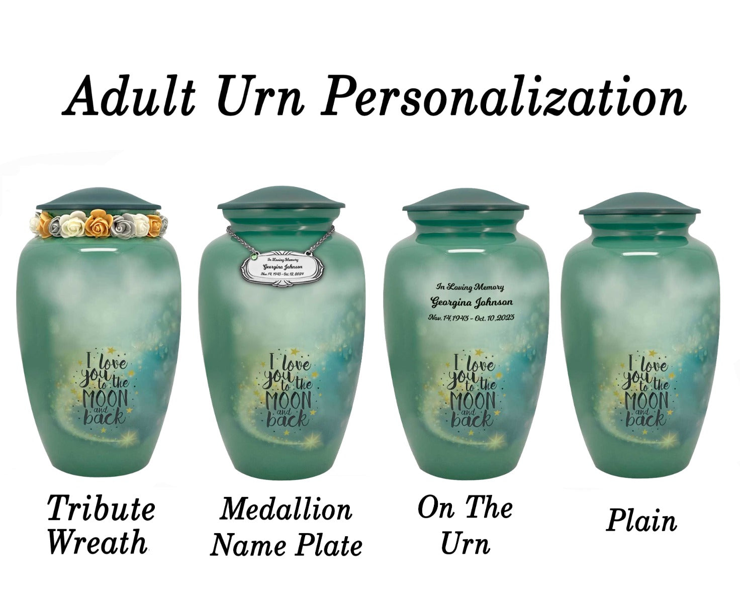 Free Cremation Adult Urn - Shipping Fee Required - Choose Urn Engraving - Burial Vault Option 
