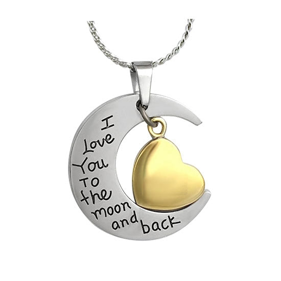 I Love You To The Moon & Back Gold Heart Ash Urn