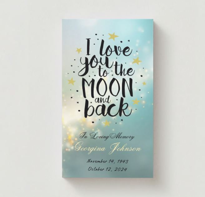 I Love You To The Moon And Back - Your Wings Were Ready Memorial Cards - Funeral  Cards - Celebration of Life Cards