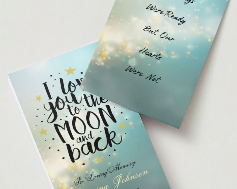 I Love You To The Moon And Back - Your Wings Were Ready Memorial Cards - Funeral  Cards - Celebration of Life Cards