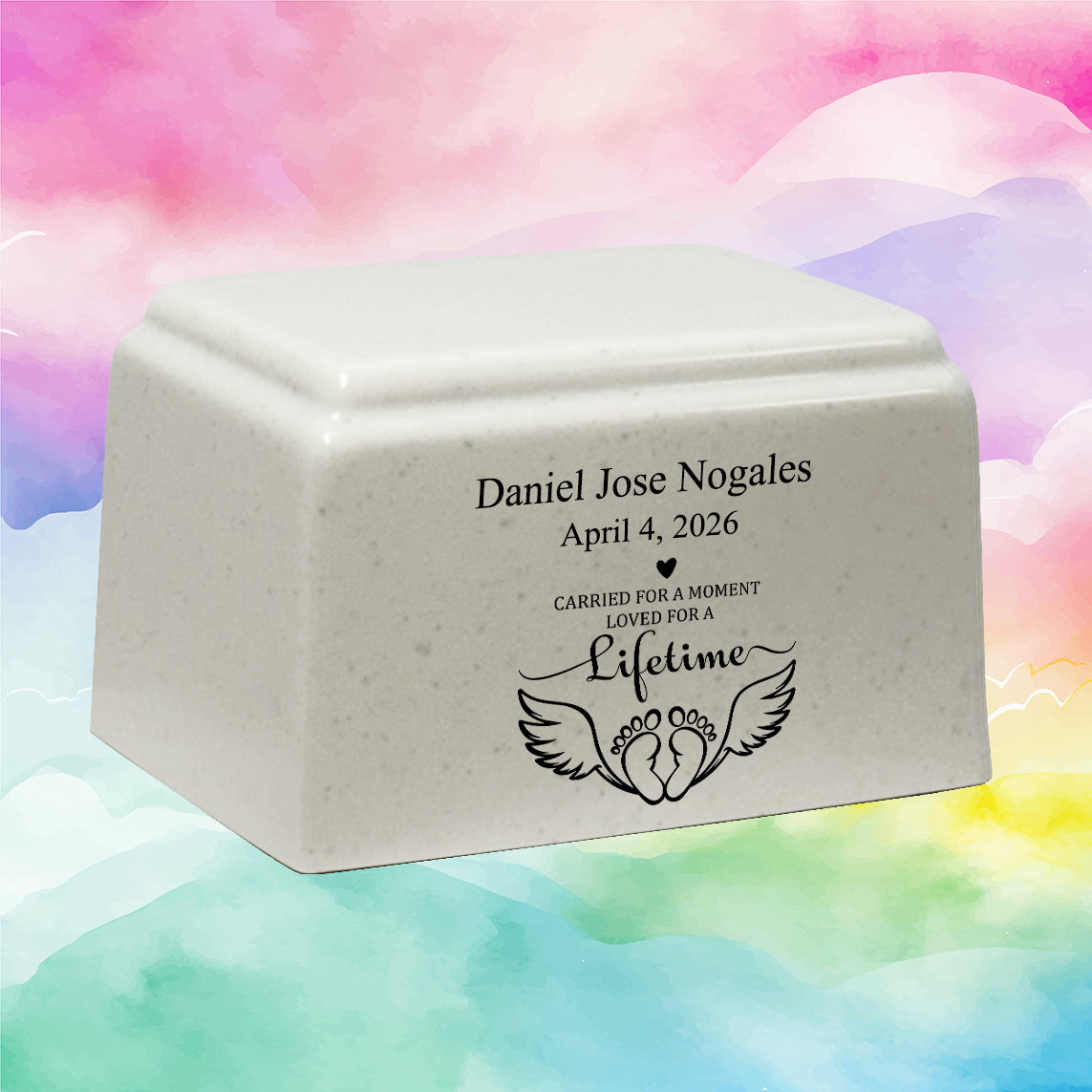 Loved For A Lifetime Cultured Marble Cream Baby Urn - Free Engraving