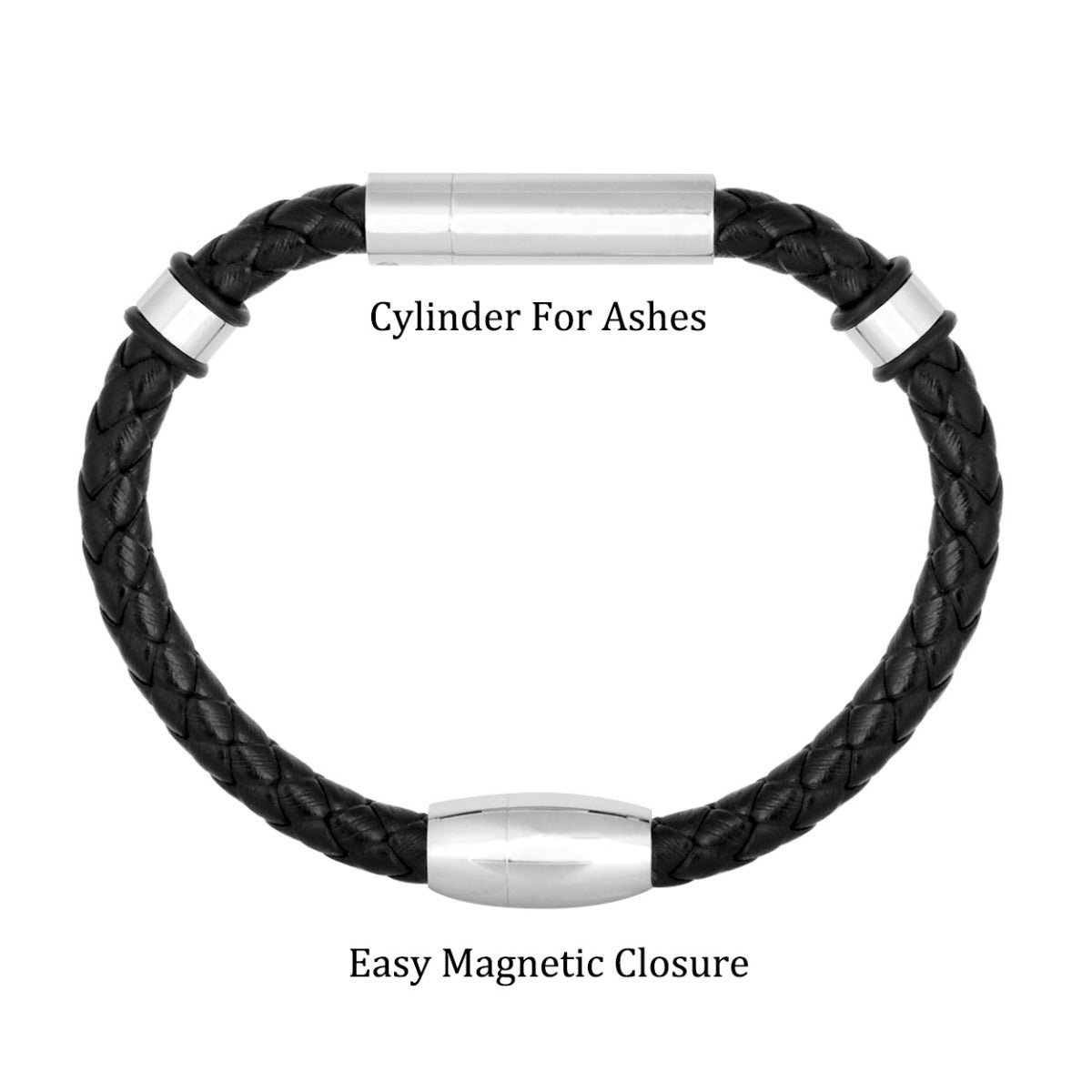 Black Cord Cylinder Bracelet Cremation Urn