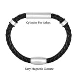 Black Cord Cylinder Bracelet Cremation Urn