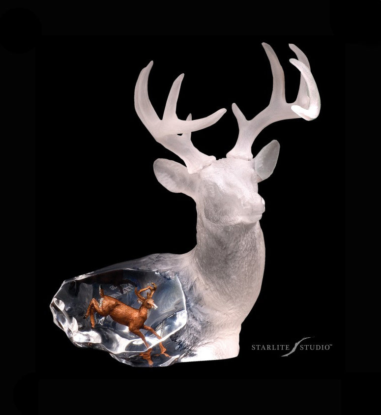 Majestic Spirit Deer Lucite Art Cremation Urn