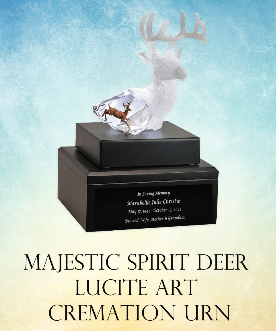 Majestic Spirit Deer Lucite Art Cremation Urn
