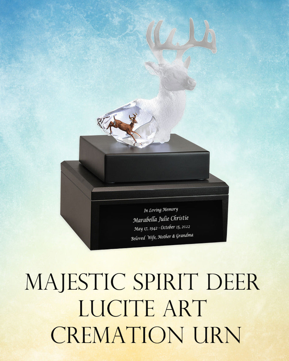 Majestic Spirit Deer Lucite Art Cremation Urn