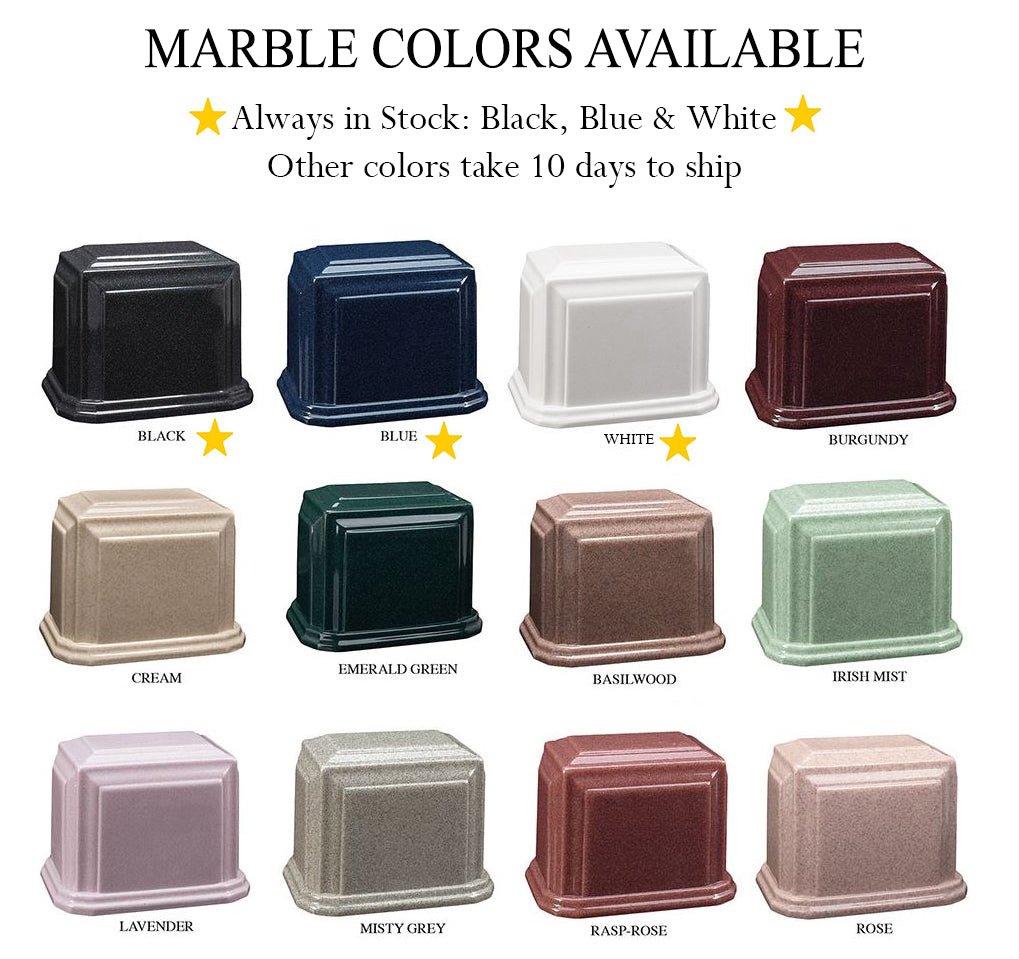 United States Air Force Cultured Marble Niche Cremation Urn - 12 Color Choices - Vault Option