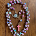 Pastel Pink Rosary Necklace Urn