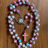 Pastel Pink Rosary Necklace Urn