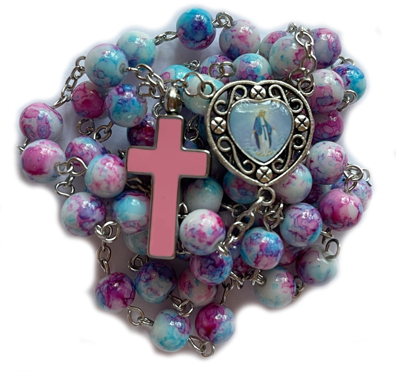 Pastel Pink Rosary Necklace Urn