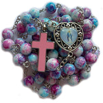 Pastel Pink Rosary Necklace Urn