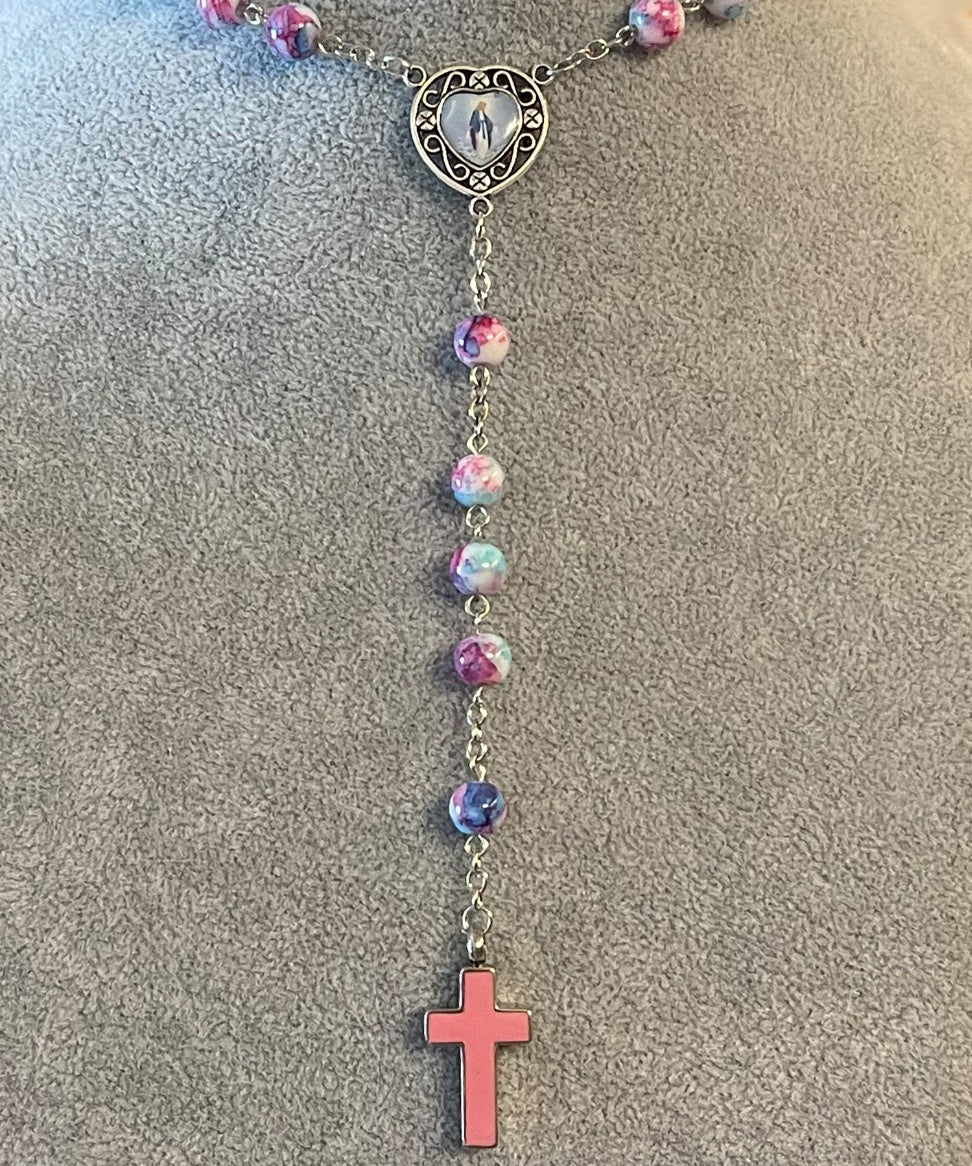 Pastel Pink Rosary Necklace Urn