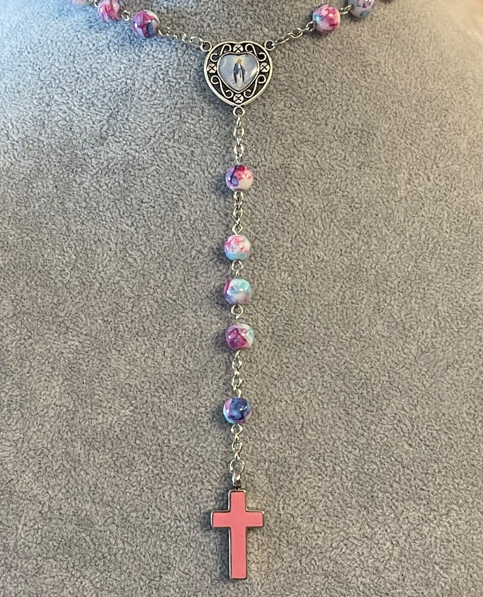 Pastel Pink Rosary Necklace Urn