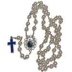 Marian Blue And White Photo Rosary Necklace Urn