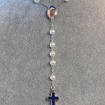 Marian Blue And White Rosary Necklace Urn