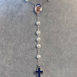 Marian Blue And White Rosary Necklace Urn