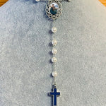 Marian Blue And White Photo Rosary Necklace Urn